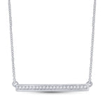 10kt White Gold Womens Round Diamond Bar Pendant Chain Necklace 1/10 Cttw