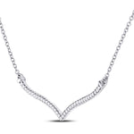 10kt White Gold Womens Round Diamond Contoured Bar Pendant Necklace 1/4 Cttw