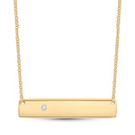 10kt Yellow Gold Womens Round Diamond Rectangle Bar Necklace .02 Cttw