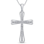 Sterling Silver Womens Round Diamond Cross Pendant 1/10 Cttw