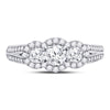 14kt White Gold Round Diamond 3-stone Bridal Wedding Engagement Ring 1-1/4 Cttw