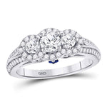 14kt White Gold Round Diamond 3-stone Bridal Wedding Engagement Ring 1-1/4 Cttw