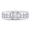 14kt White Gold Mens Round Diamond Solitaire Grid Fashion Ring 1/2 Cttw