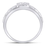 14kt White Gold Mens Round Diamond Solitaire Grid Fashion Ring 1/2 Cttw