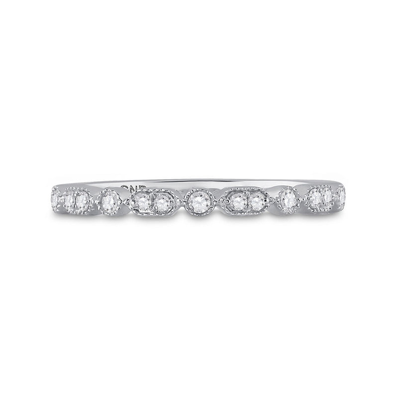 10kt White Gold Womens Round Diamond Stackable Band Ring 1/8 Cttw