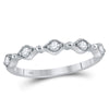 10kt White Gold Womens Round Diamond Stackable Band Ring 1/8 Cttw