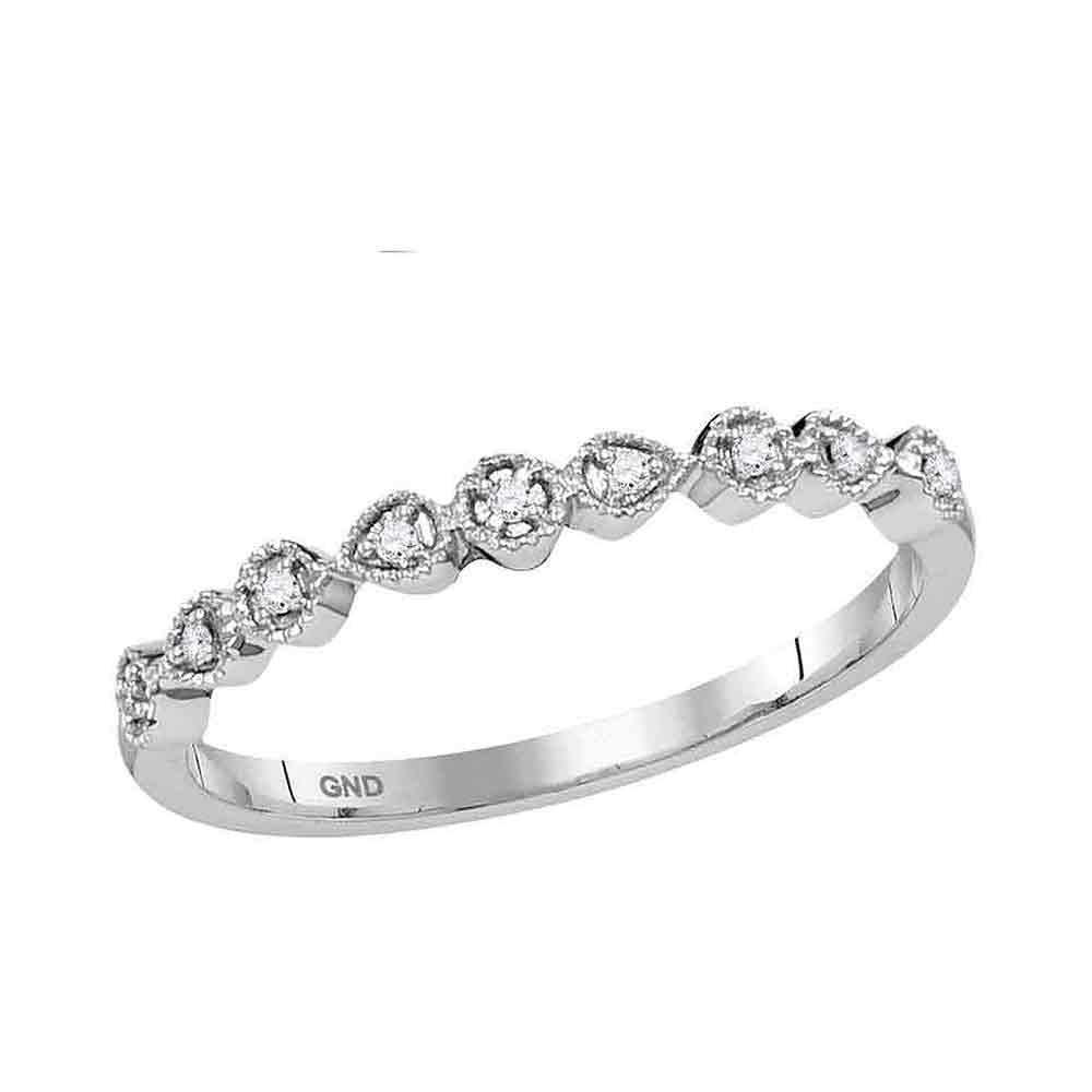 10kt White Gold Womens Round Diamond Stackable Band Ring 1/20 Cttw