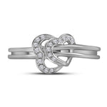 10kt White Gold Womens Round Diamond Threaded Heart Ring 1/12 Cttw