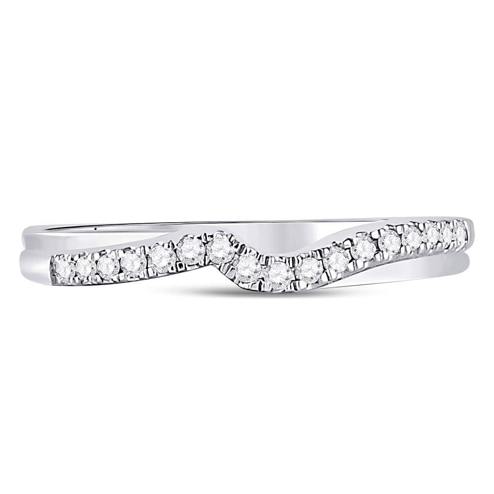 10kt White Gold Womens Round Diamond Contoured Enhancer Wedding Band 1/8 Cttw