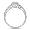 14kt White Gold Princess Diamond Halo Bridal Wedding Ring Band Set 1 Cttw