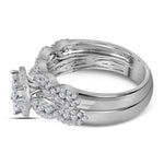 14kt White Gold Princess Diamond Halo Bridal Wedding Ring Band Set 1 Cttw