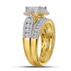 14kt Yellow Gold Princess Diamond Bridal Wedding Ring Band Set 1-1/2 Cttw