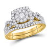 14kt Yellow Gold Round Diamond Bridal Wedding Ring Band Set 1 Cttw