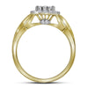 14kt Yellow Gold Round Diamond Cluster Bridal Wedding Ring Band Set 1 Cttw