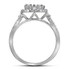 14kt White Gold Round Diamond Cluster Halo Bridal Wedding Ring Band Set 1 Cttw