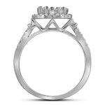 14kt White Gold Round Diamond Cluster Halo Bridal Wedding Ring Band Set 1 Cttw