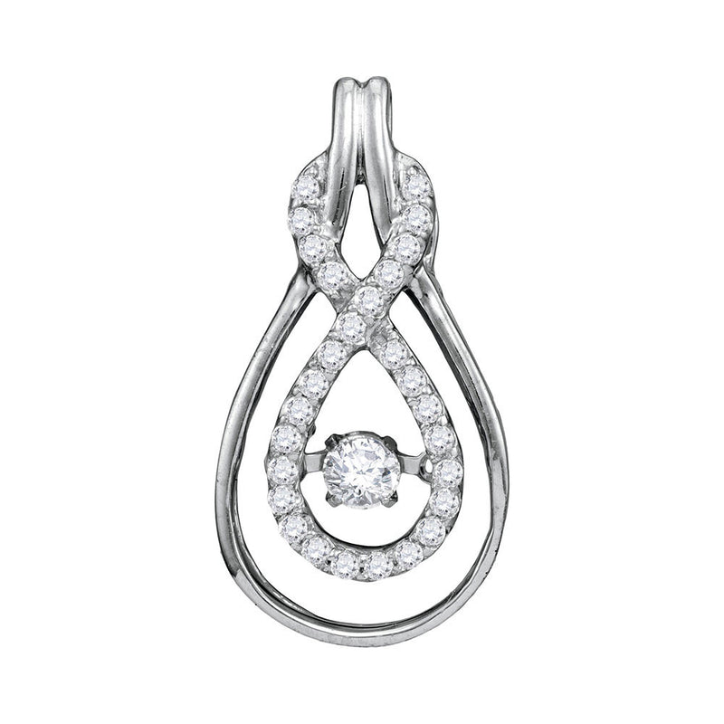 10kt White Gold Womens Round Diamond Moving Twinkle Fashion Pendant 1/5 Cttw