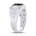 10kt White Gold Mens Round Black Color Enhanced Diamond Square Ring 1/2 Cttw