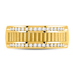 14kt Yellow Gold Mens Round Diamond Double Row Matte Textured Wedding Band Ring 1/3 Cttw