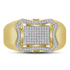 10kt Yellow Gold Mens Round Diamond Curved Octagon Cluster Ring 1/3 Cttw