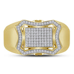 10kt Yellow Gold Mens Round Diamond Curved Octagon Cluster Ring 1/3 Cttw