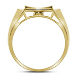 10kt Yellow Gold Mens Round Diamond Curved Octagon Cluster Ring 1/3 Cttw