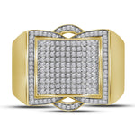 10kt Yellow Gold Mens Round Diamond Framed Square Cluster Ring 1/2 Cttw