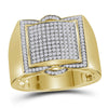 10kt Yellow Gold Mens Round Diamond Framed Square Cluster Ring 1/2 Cttw