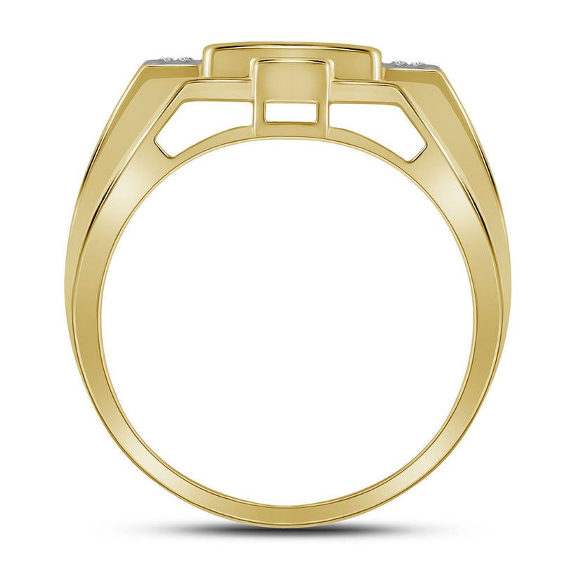 10kt Yellow Gold Mens Princess Diamond Octagon Cluster Ring 1 Cttw