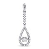 10kt White Gold Womens Round Moving Twinkle Diamond Teardrop Pendant 1/5 Cttw