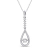 10kt White Gold Womens Round Moving Twinkle Diamond Teardrop Pendant 1/5 Cttw