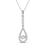 10kt White Gold Womens Round Moving Twinkle Diamond Teardrop Pendant 1/5 Cttw