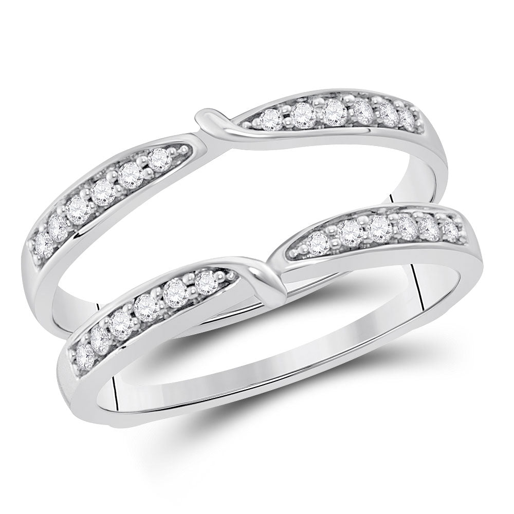 14kt White Gold Womens Round Diamond Wrap Ring Guard Enhancer 1/4 Cttw