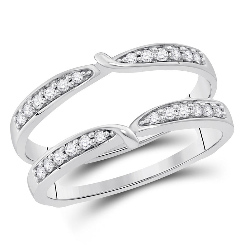 14kt White Gold Womens Round Diamond Wrap Ring Guard Enhancer 1/4 Cttw