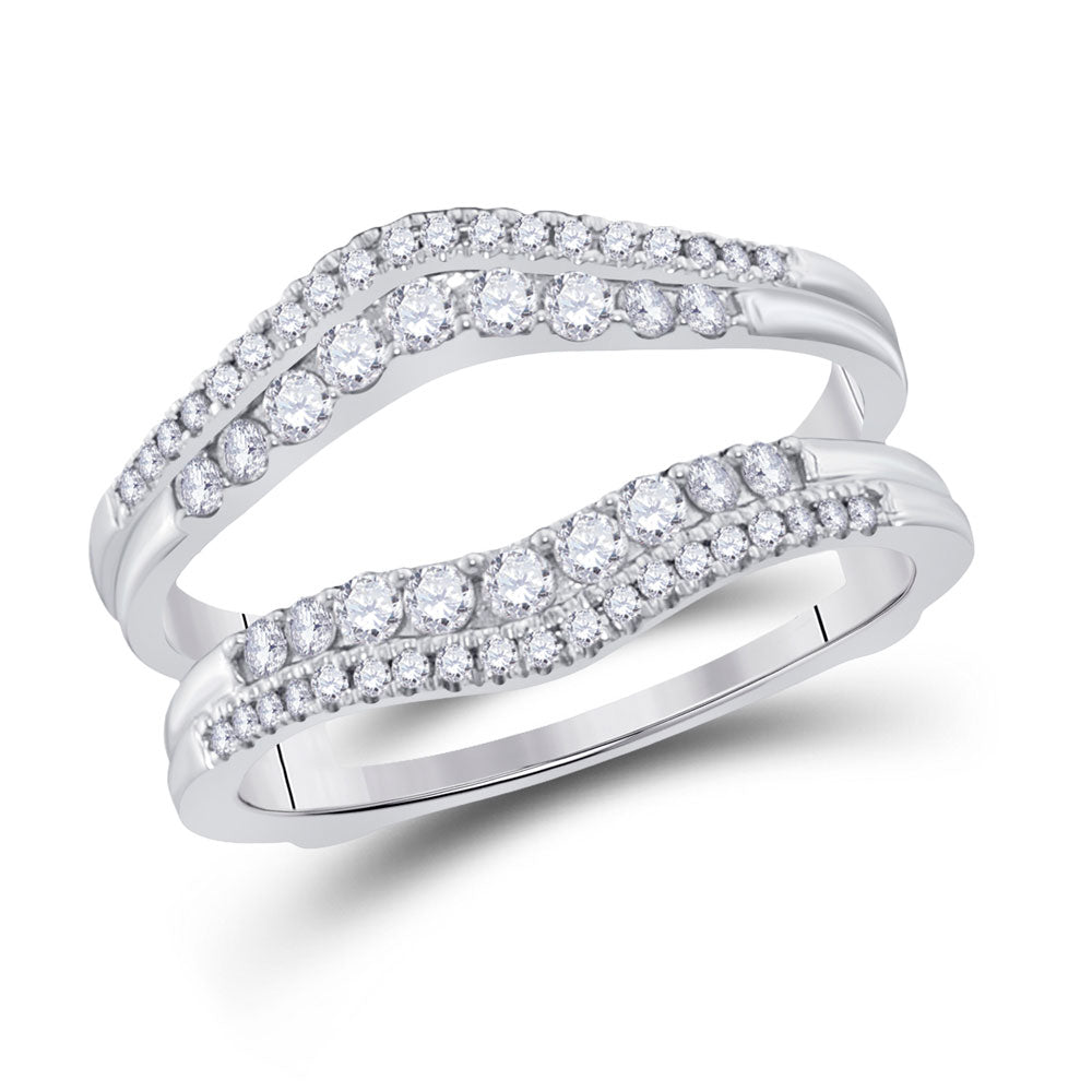 14kt White Gold Womens Round Diamond Ring Guard Wrap Solitaire Enhance –  Tribeca Diamonds