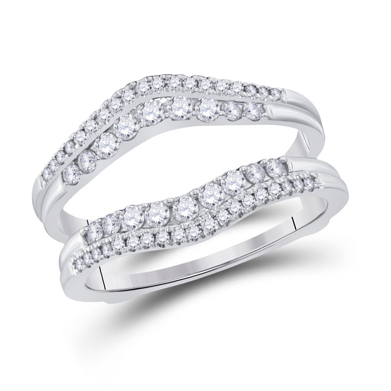 14kt White Gold Womens Round Diamond Wrap Ring Guard Enhancer 1/2 Cttw