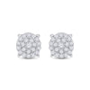 10kt White Gold Womens Round Diamond Cluster Earrings 1-1/2 Cttw