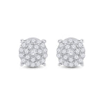 10kt White Gold Womens Round Diamond Cluster Earrings 1-1/2 Cttw