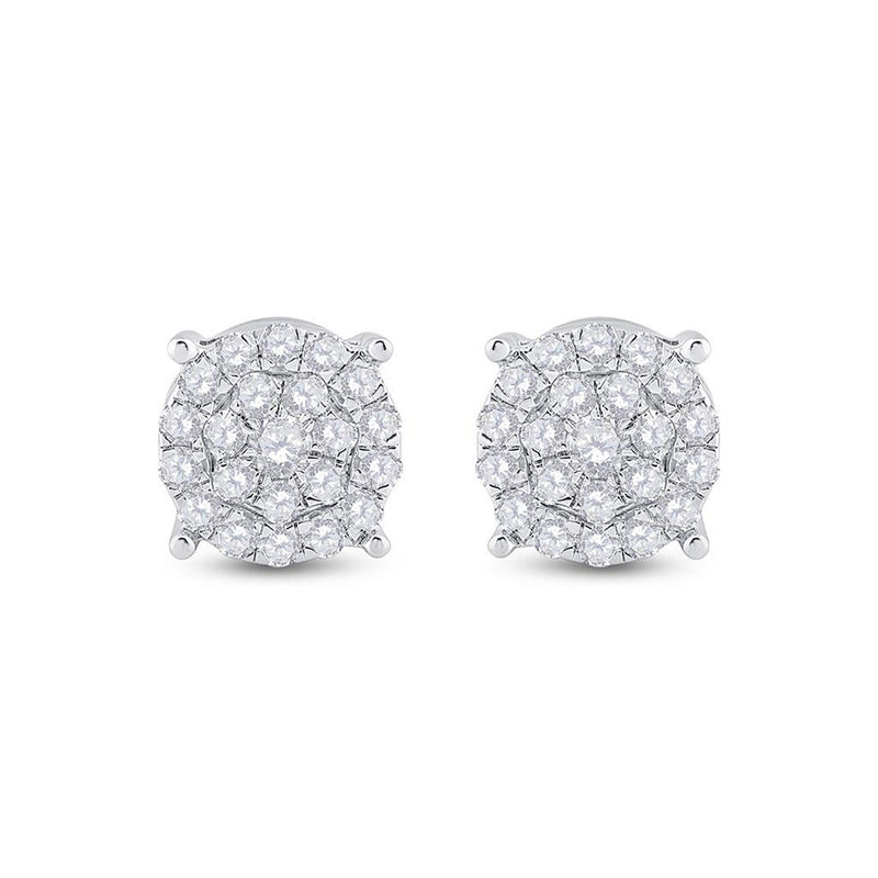 10kt White Gold Womens Round Diamond Cluster Earrings 1-1/2 Cttw