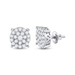 10kt White Gold Womens Round Diamond Cluster Earrings 1-1/2 Cttw