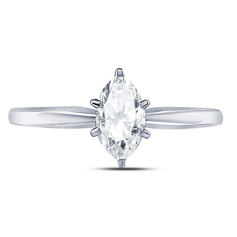 14kt White Gold Womens Marquise Diamond Solitaire Bridal Wedding Engagement Ring 3/4 Cttw