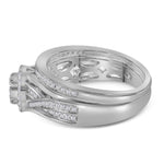 14kt White Gold Round Diamond Cluster Bridal Wedding Ring Band Set 1/2 Cttw