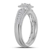 14kt White Gold Princess Diamond Halo Bridal Wedding Ring Band Set 1/2 Cttw