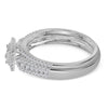 14kt White Gold Princess Diamond Halo Bridal Wedding Ring Band Set 1/2 Cttw