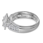 14kt White Gold Princess Diamond Bridal Wedding Ring Band Set 1 Cttw