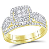 14kt Yellow Gold Princess Diamond Bridal Wedding Ring Band Set 1 Cttw