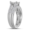 14kt White Gold Princess Diamond Cluster Bridal Wedding Ring Band Set 1 Cttw