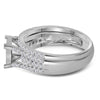 14kt White Gold Princess Diamond Cluster Bridal Wedding Ring Band Set 1 Cttw