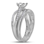 14kt White Gold Princess Diamond Bridal Wedding Ring Band Set 1/2 Cttw