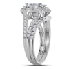 14kt White Gold Princess Diamond Bridal Wedding Ring Band Set 1-1/2 Cttw